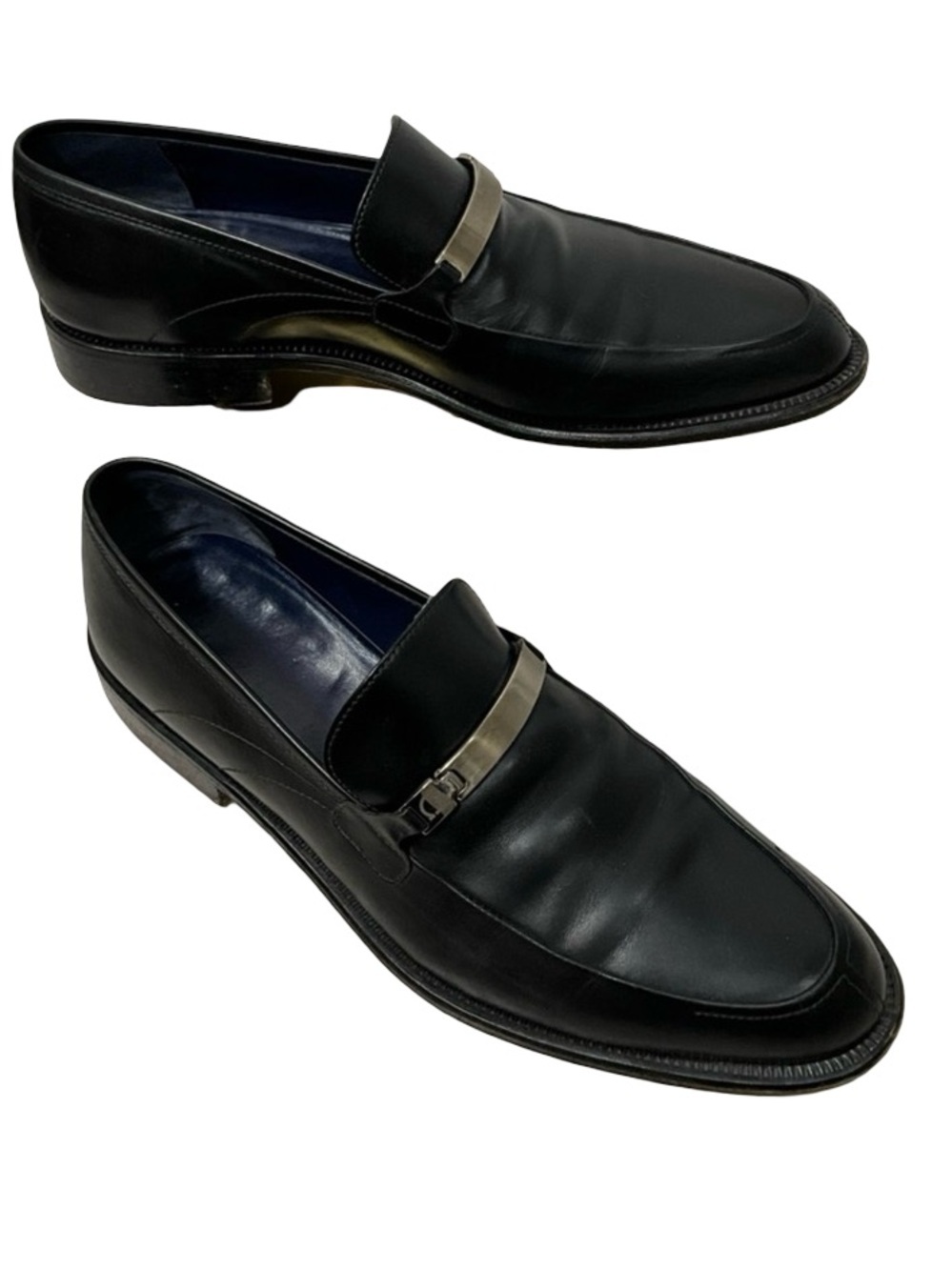 SALVATORE FERRAGAMO Black Leather Gancini Bit Loafers Dress Shoes 10.5 D